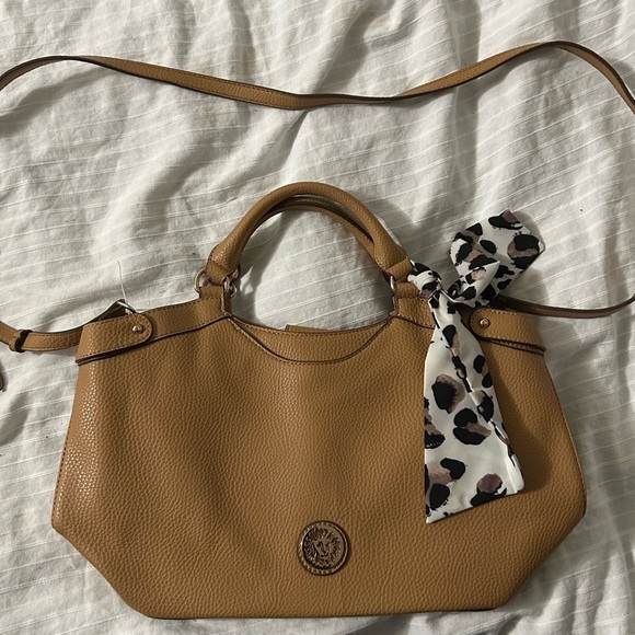 Anne Klien Pebble Grain Soho Satchel UK- Cognac Purse Crossbody VGUC - Picture 1 of 7
